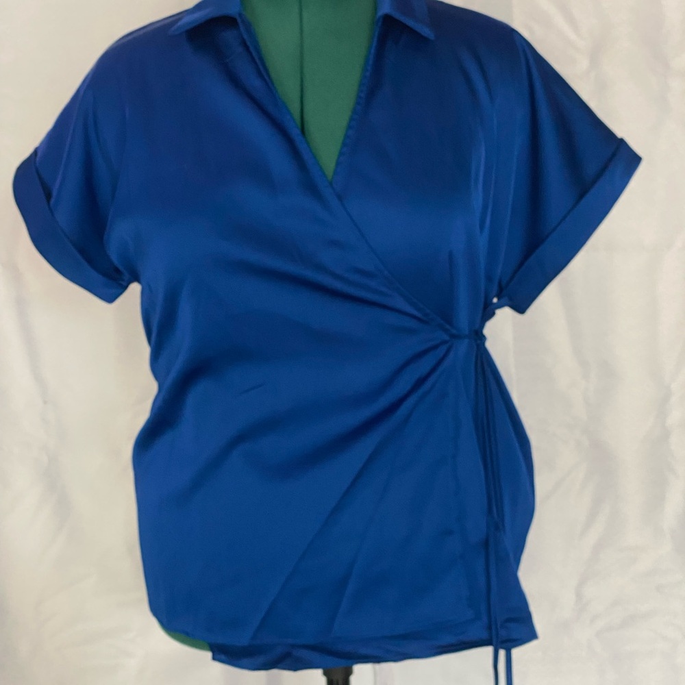 SHEIN Royal Blue Wrap Blouse